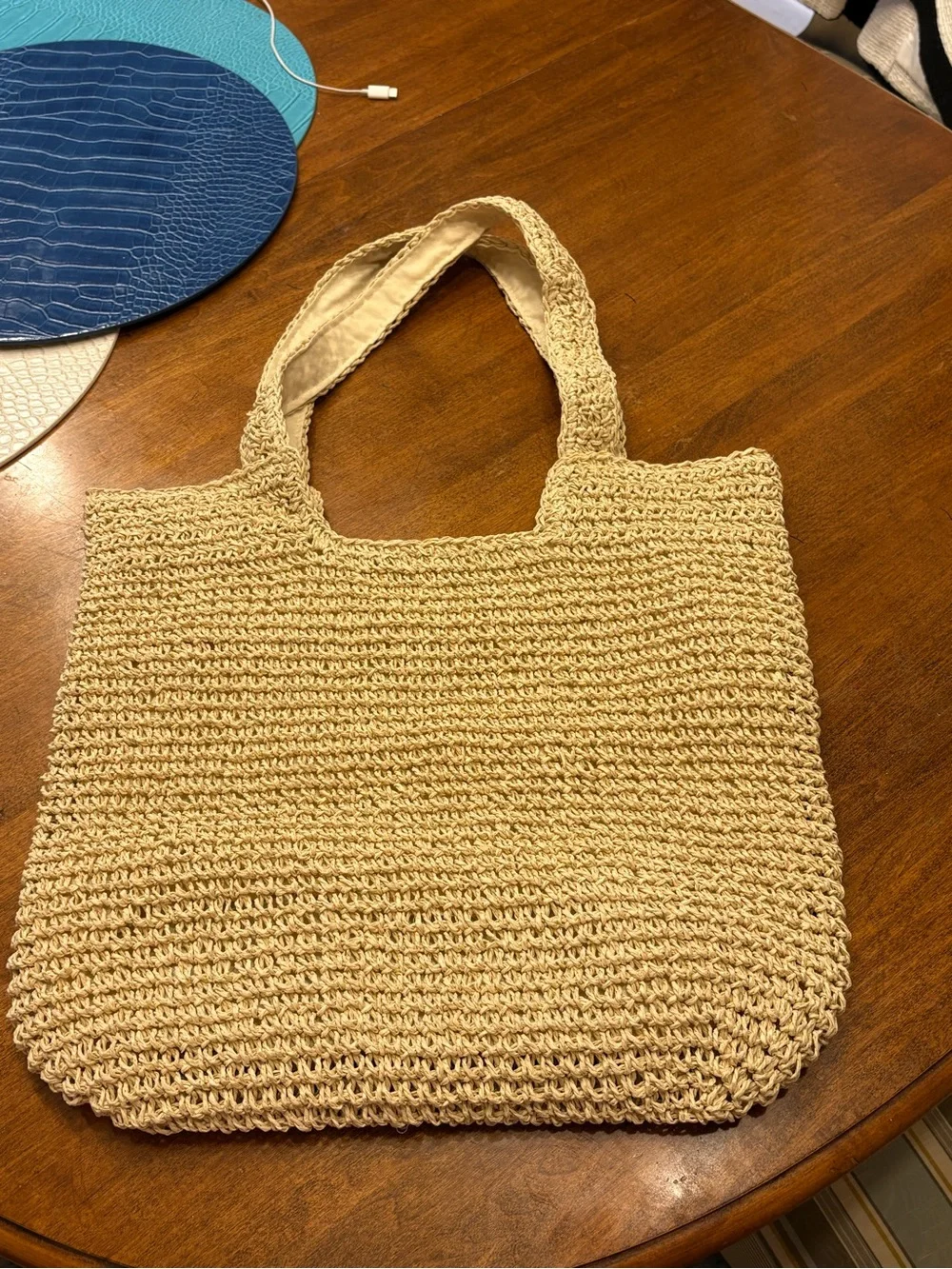 Neutral Woven Tote Bag
